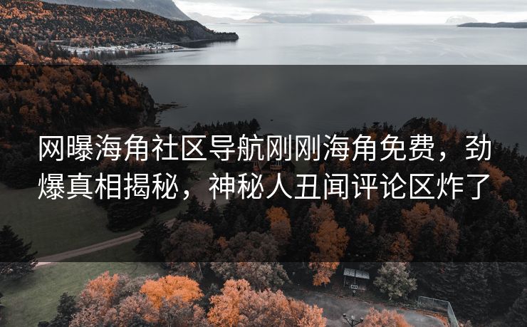 网曝海角社区导航刚刚海角免费，劲爆真相揭秘，神秘人丑闻评论区炸了