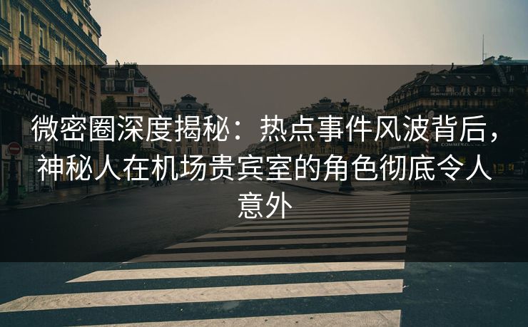 微密圈深度揭秘：热点事件风波背后，神秘人在机场贵宾室的角色彻底令人意外