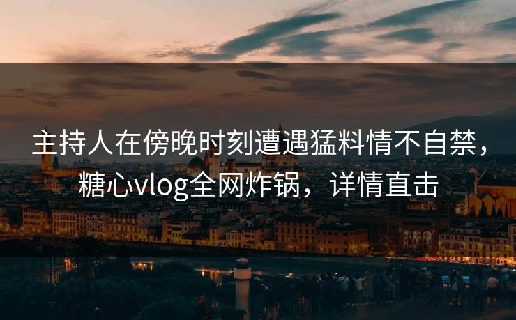 主持人在傍晚时刻遭遇猛料情不自禁，糖心vlog全网炸锅，详情直击
